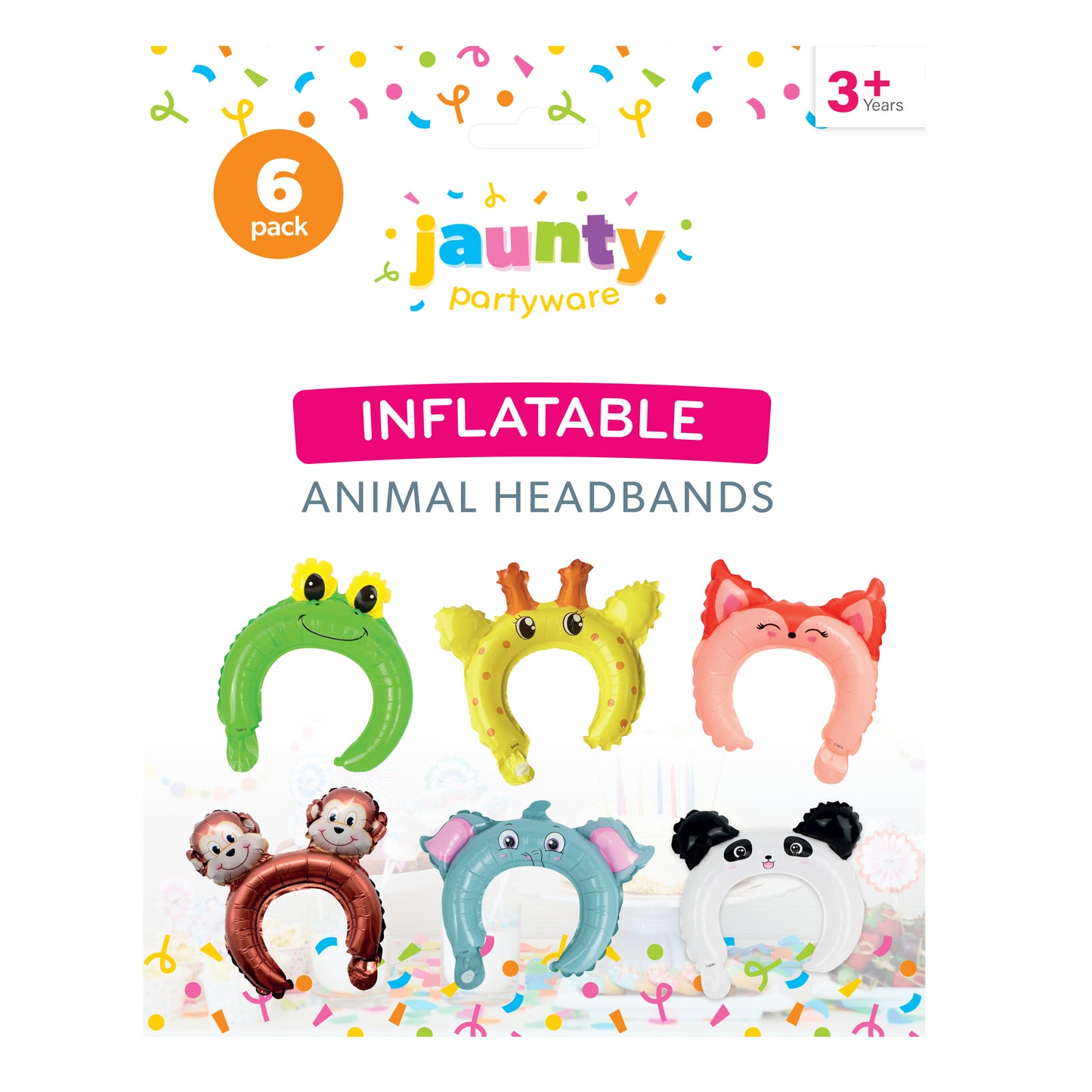 Jaunty Inflatable Animal Headbands 6pk (OC)