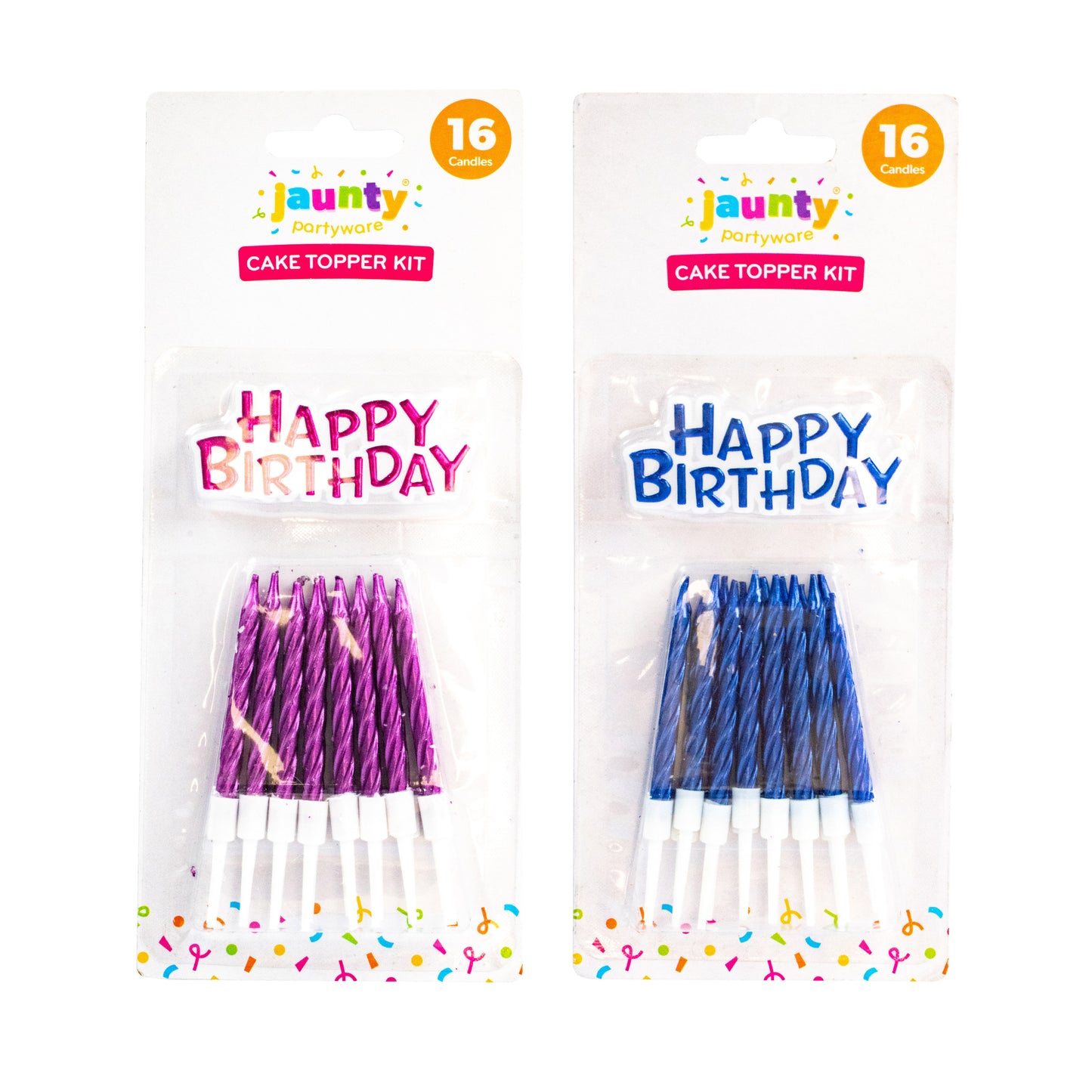 Jaunty Metallic Birthday Candles with Happy Birthday Banner 16pcs