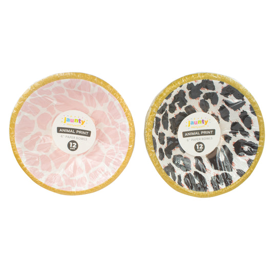 Jaunty 6" Animal Print Paper Bowls 12pcs