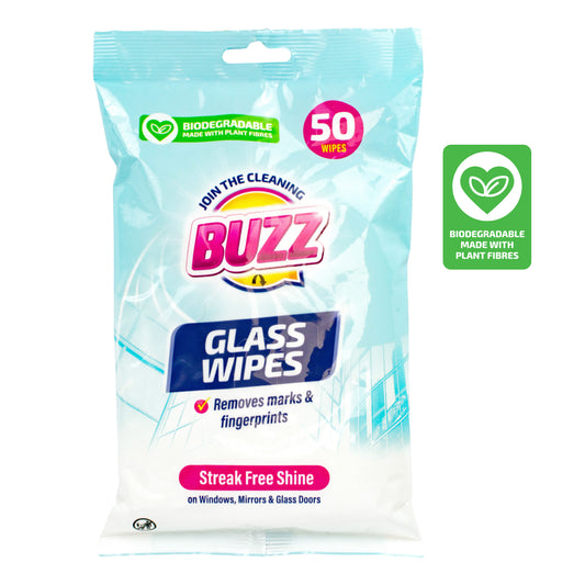 Buzz Biodegradable Glass wipes 50pk